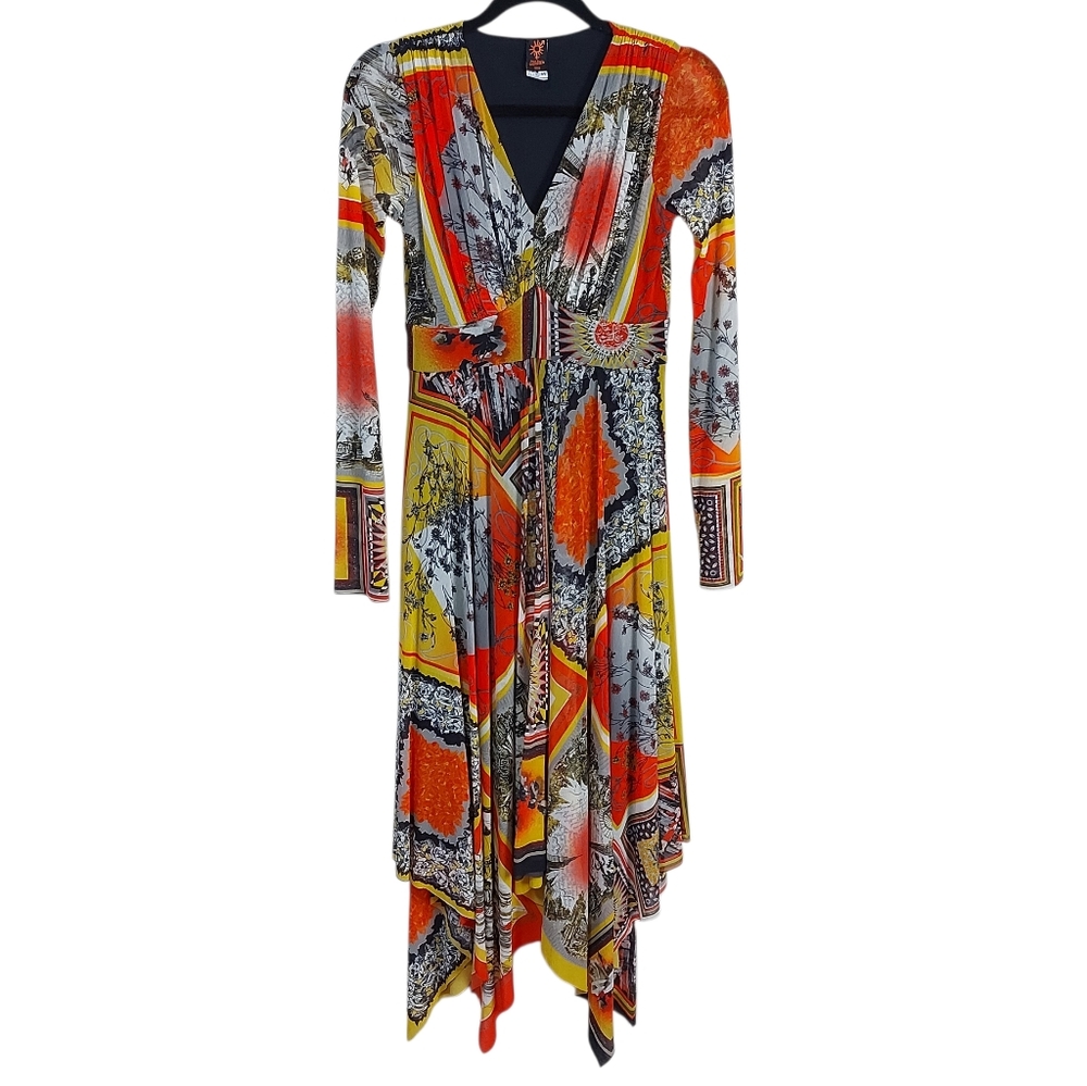 Jean Paul Gaultier Fuzzi Soleil Mesh Dress M New York Paris‎ Milano Scarf Print